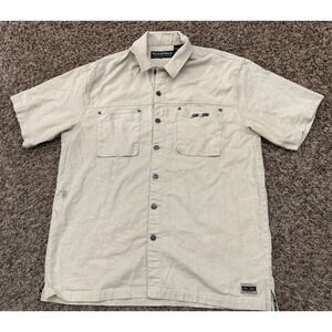 Pelle Pelle Marc Buchanan Light Beige Cotton Button Up Hip Hop Men's Shirt Sz XL